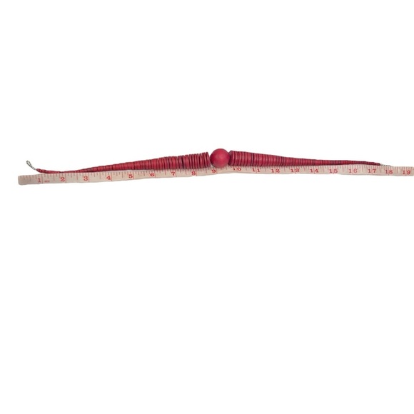 Cherry Red Wooden Disc & Round Ball Statement Necklace - Picture 8 of 9